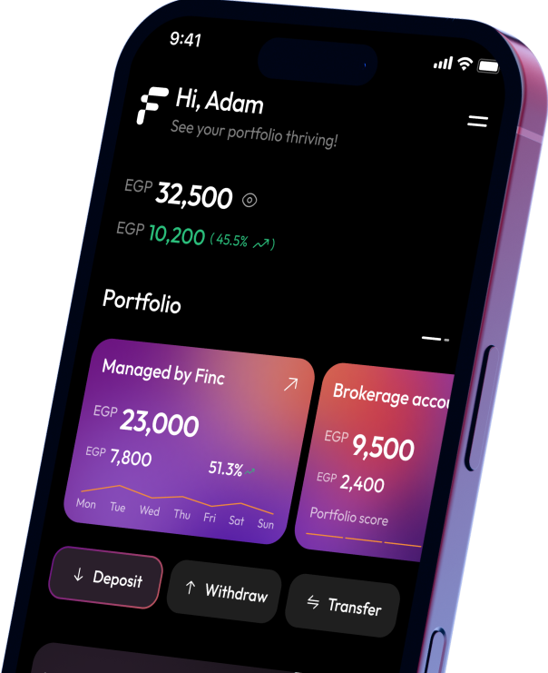 Finc mobile app mockup
